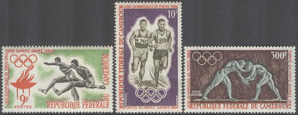 Kamerun - M  410-412 OS i Tokyo 1964 bla Löpning, serie 3 kpl **