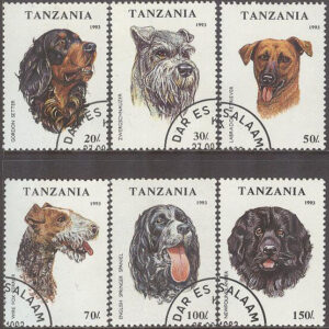Tanzania – M 1599-1604 Hundar bla Spaniel, 6 ol stpl