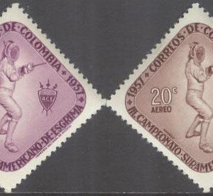 Colombia – M  824-825 Sport – 3:e Sydamerikanska Mästerskapen i Fäktning, 2 kpl *