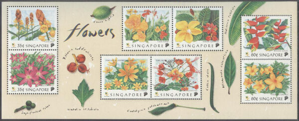 Singapore - M  907-914 A Blommor i Parker i Singapore, Miniark kpl **