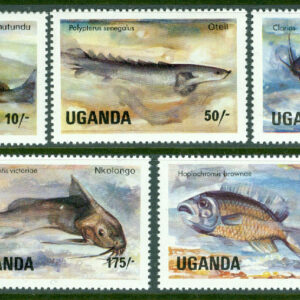 Uganda – M  413-415, 417-418 Fiskar, 5 ol **