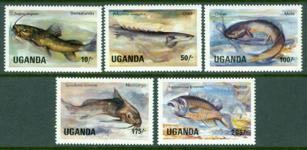 Uganda - M  413-415, 417-418 Fiskar, 5 ol **