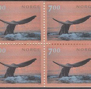 Norge – Häfte H 114 kn Havsdjur – Spermacetival, 8 frimärken **