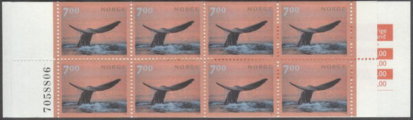 Norge - Häfte H 114 kn Havsdjur - Spermacetival, 8 frimärken **
