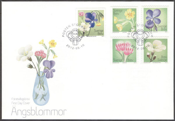 Sverige - FDC 2012-05-10 - Ängsblommor, serie 5 kpl