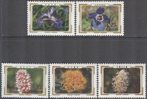 Nordkorea - M 3050-3054 Blommor bla Tuvris, serie 5 kpl **
