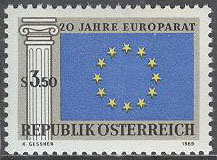 Österrike – M 1292 Europarådet 20 år – Rådets Flagga, 1 kpl **