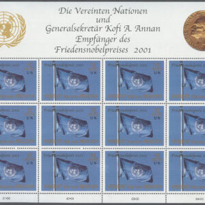 FN Wien – M  350 Nobelpris till FN & K Annan 2001 – Flaggor, Miniark kpl **