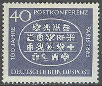 Tyskland – M  398 1:a Internationella Postkonferansen 100 år, 1 kpl **