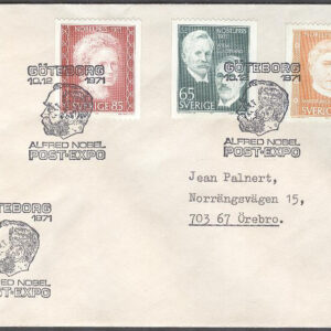 Sverige – FDC 1971-12-10 – Nobelpristagare 1911, 3 märken Stäm Post-Expo Adressat