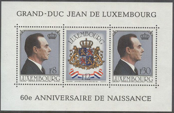 Luxemburg - M BL  13 Storhertig Jean av Luxemburg 60 år, block **