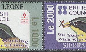 Sierra Leone – M 4491-4494 Fåglar – Cabanissparv – British Council 60 år, 4 kpl **