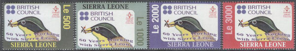 Sierra Leone - M 4491-4494 Fåglar - Cabanissparv - British Council 60 år, 4 kpl **