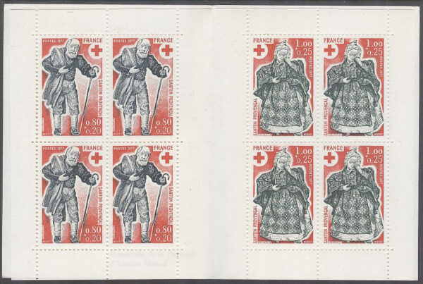 Frankrike - M 2054-2055 Röda Korset 1977 - Gamlingar, 8 frimärken i Häfte kpl **