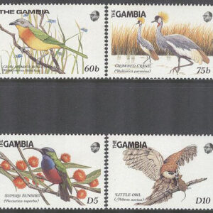 Gambia – M  853-860 Fåglar bla Gråhuvad busktörnskata, 8 kpl **