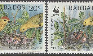 Barbados – M  770-773 Fåglar – Skogssångare – Naturskydd – WWF, 4 kpl **