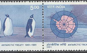 Indien – M 1304-1305 Fåglar – Pinviner – Antarktisfördraget 30 år, par kpl **
