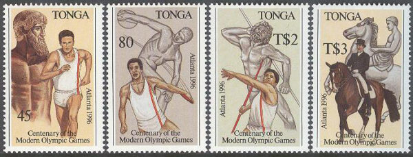 Tonga - M 1425-1428 OS i Atlanta 1996 - OS 100 år, 4 kpl **