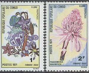 Kongo Brazzaville – M P   13-14 Portomärken – Tropiska Blommor, 2 olika **