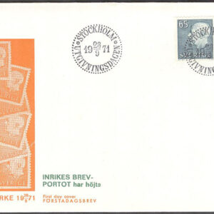 Sverige – FDC 1971-09-28 – Gustaf VI Adolf, typ II, 3 kpl Vinjett 1