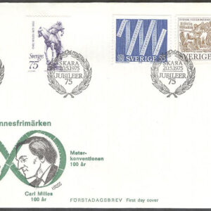 Sverige – FDC 1975-05-20 – Minnen bla Carl Milles, 3 kpl Vinjett 1