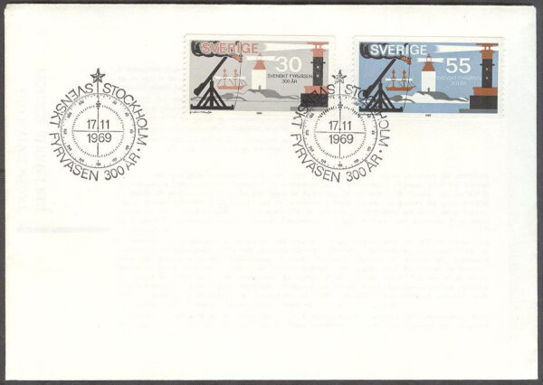 Sverige - FDC 1969-11-17 - Svenskt Fyrväsen 300 år, 2 kpl