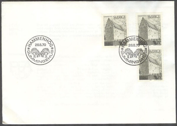 Sverige - FDC 1970-08-28 - Byggnadsminnen - Glimmingehus, 3 kpl