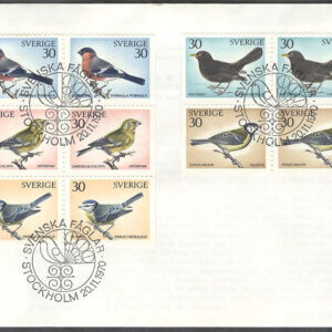 Sverige – FDC 1970-11-20 – Svenska fåglar, delat 10-Block kpl
