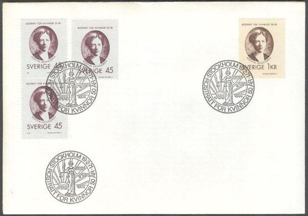 Sverige - FDC 1971-02-19 - Rösträtt för kvinnor 50 år - K Hesselgren, 4 kpl