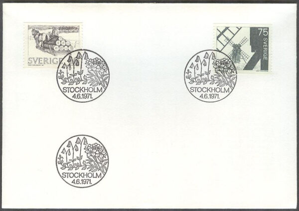Sverige - FDC 1971-06-04 - Smålandsk timmerfora - Öländska väderkvarnar, 2 kpl