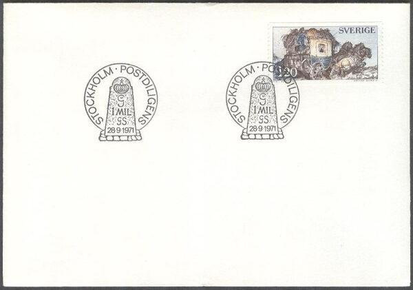 Sverige - FDC 1971-09-28 - Postdiligens, 1 kpl