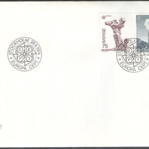 Sverige – FDC 1974-04-29 – Europa CEPT 1974 Skulpturkonst, 2 kpl Stort Posthorn svart