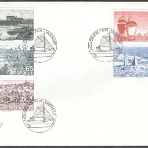 Sverige – FDC 1974-06-07 – Västkust, delad 5-strip kpl Stort Posthorn brunt