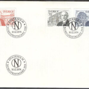 Sverige – FDC 1974-12-10 – Nobelpristagare 1914, 3 kpl Litet Posthorn brunt