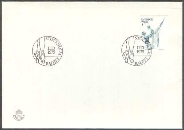 Sverige - FDC 1975-10-11 - Balett, 1 kpl Litet Posthorn svart