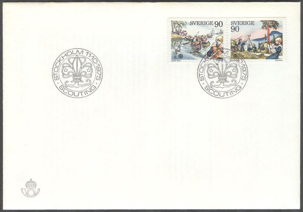 Sverige - FDC 1975-10-11 - Scouting, SX1 kpl Litet Posthorn svart
