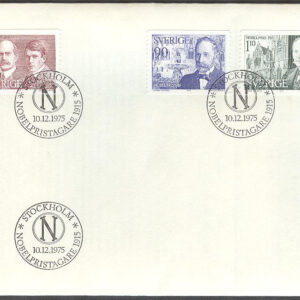 Sverige – FDC 1975-12-10 – Nobelpristagare 1915, 3 kpl Litet Posthorn svart