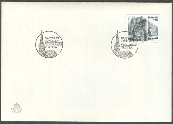 Sverige - FDC 1976-01-27 - Vindarnas Grotta, 1 kpl Litet Posthorn svart