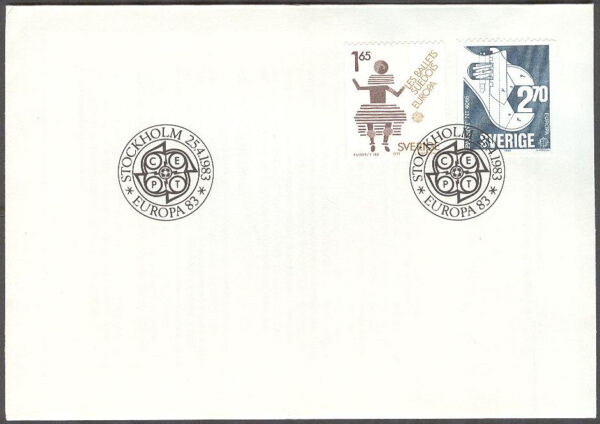 Sverige - FDC 1983-04-25 - Europa CEPT 1983 Mänskliga storverk, 2 kpl