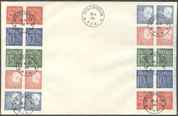 Sverige - FDC 1966-04-18 - HA 16, 2 st 10-Block kpl Stämpel 24 mm