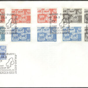 Sverige – FDC 1969-02-28 – Norden II. Postsamarbete, märken från hela Norden kpl