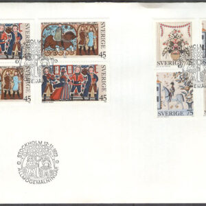 Sverige – FDC 1973-11-12 – Allmogemålningar, 4 st SX-par kpl