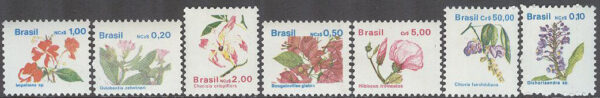 Brasilien - M 2364 mfl Blommor bla Clitoria fairchildiana, 7 olika **