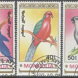 Mongoliet – M 2182-2186 Fåglar – Papegojor, 5 olika stpl