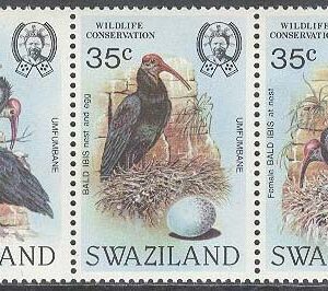 Swaziland – M  449-453 Fåglar – Skallig ibis, 5-strip kpl **