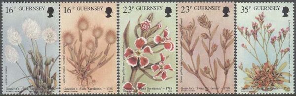 Guernsey - M  431-435 Boken Flora Sarniensis 200 år - Blommor, 5 olika **