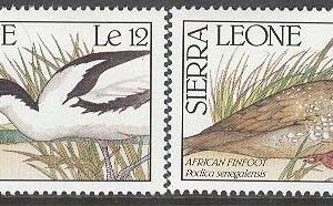 Sierra Leone – M 1457-1459, 1462 Fåglar bla Svartstrupig honungsvisare, 4 olika **