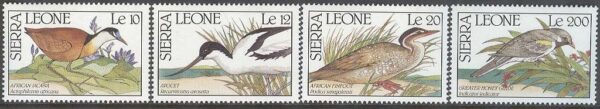 Sierra Leone - M 1457-1459, 1462 Fåglar bla Svartstrupig honungsvisare, 4 olika **