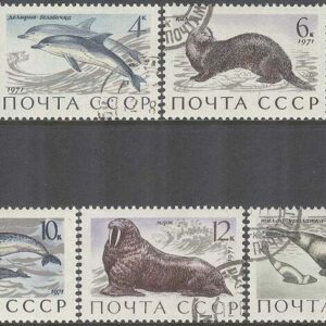 Sovjet – M 3913-3917 Havsdjur bla Havsutter & Valross, 5 kpl