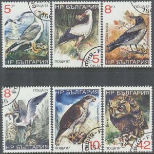 Bulgarien – M 3689-3694 Fåglar bla Svartkråka, 6 kpl